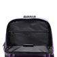 The top of the purple Ooze backpack is open to show the black lining