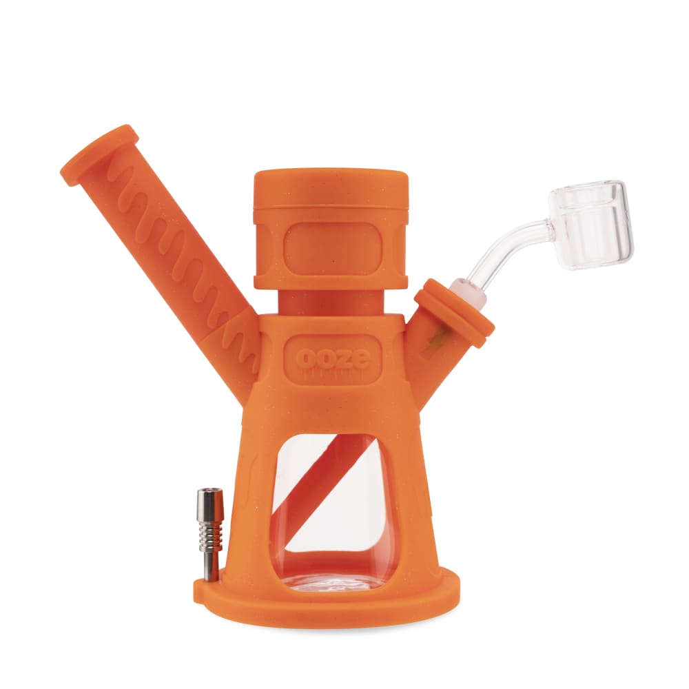 Ooze Hyborg Silicone Glass 4-In-1 Hybrid Water Pipe And Nectar Collector - Orange Burst