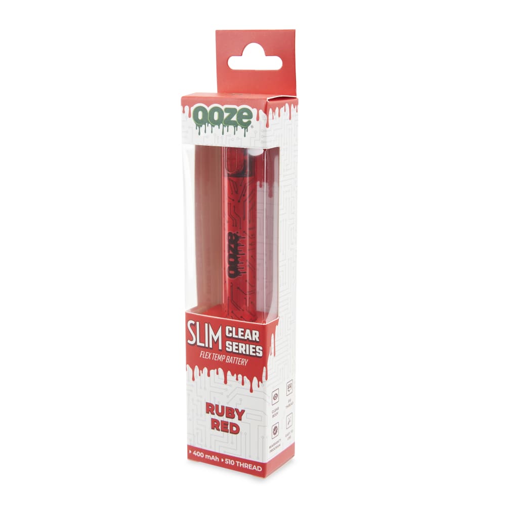 Slim Clear Series Transparent 510 Vape Battery – Ruby Red