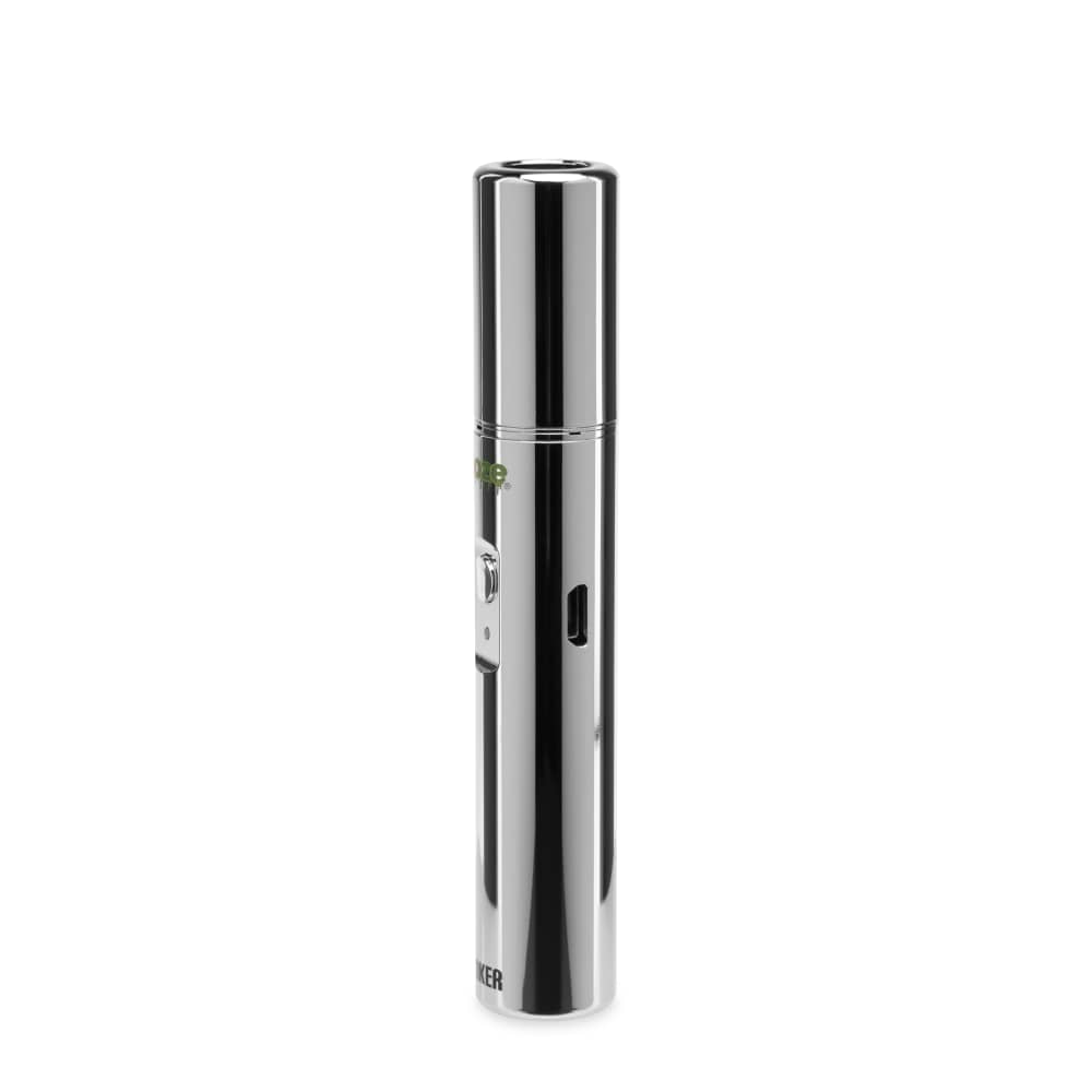 The Cosmic Chrome Ooze Tanker vape battery is shown against a white background on an angle.