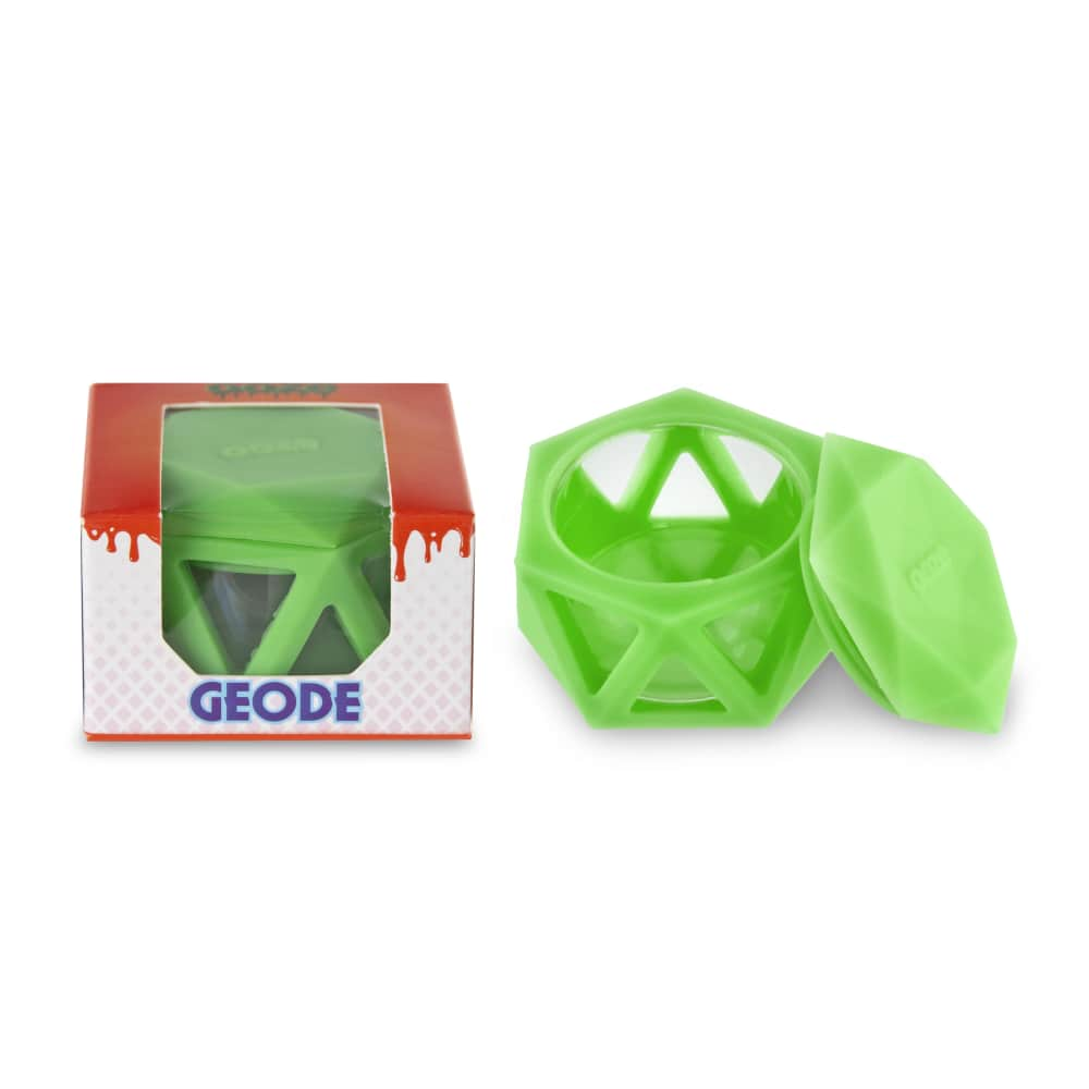 Geode Silicone & Glass Container - Green