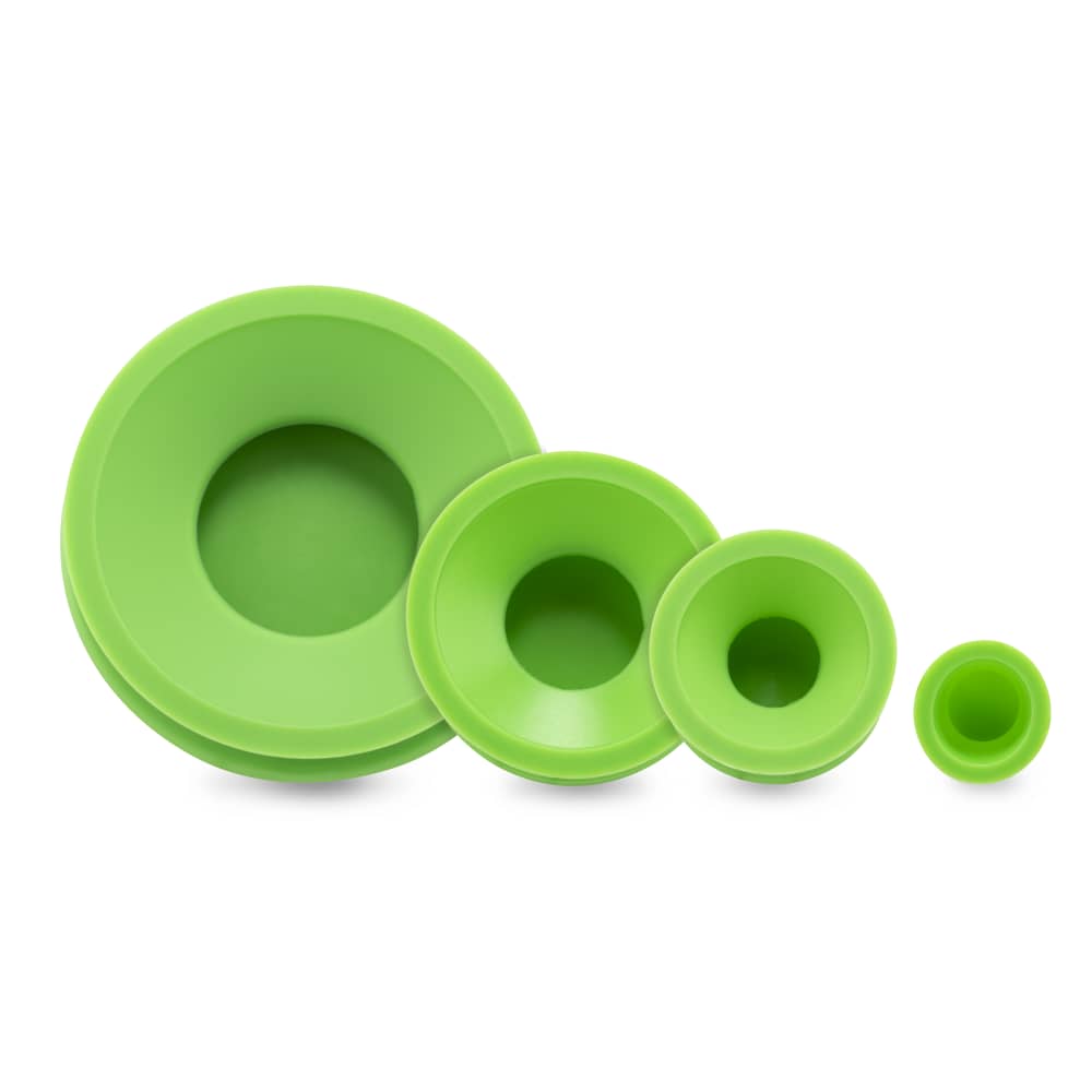 Ooze Resolution Silicone Res Cap 4-Pack For Travel And Cleaning - Green