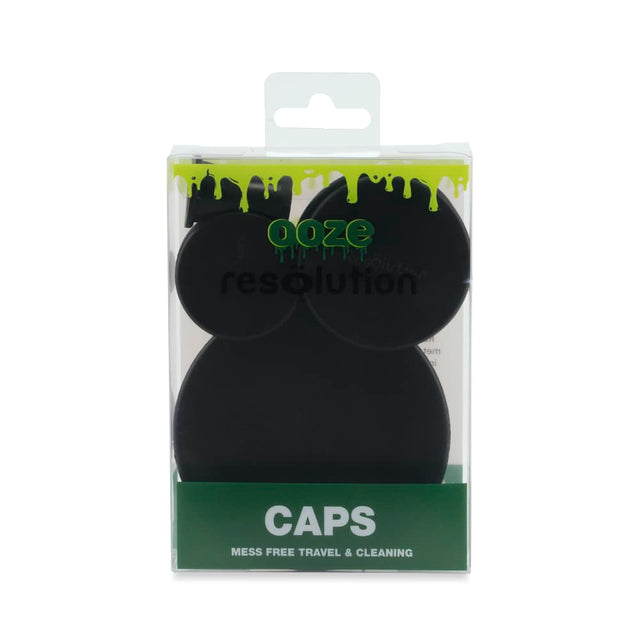 Ooze Resolution Silicone Res Cap 4-Pack For Travel And Cleaning - Black