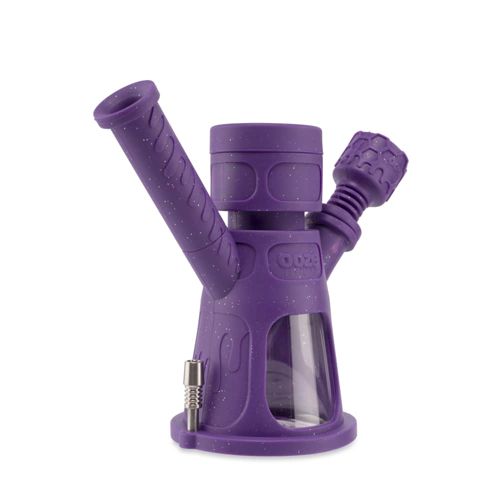 Ooze Hyborg Silicone Glass 4-In-1 Hybrid Water Pipe And Nectar Collector - Shimmer Purple