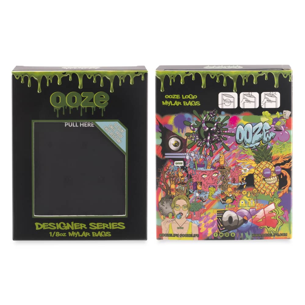 Ooze Designer Series 1-8 Ounce Mylar Bag 10-Pack Box - Logo