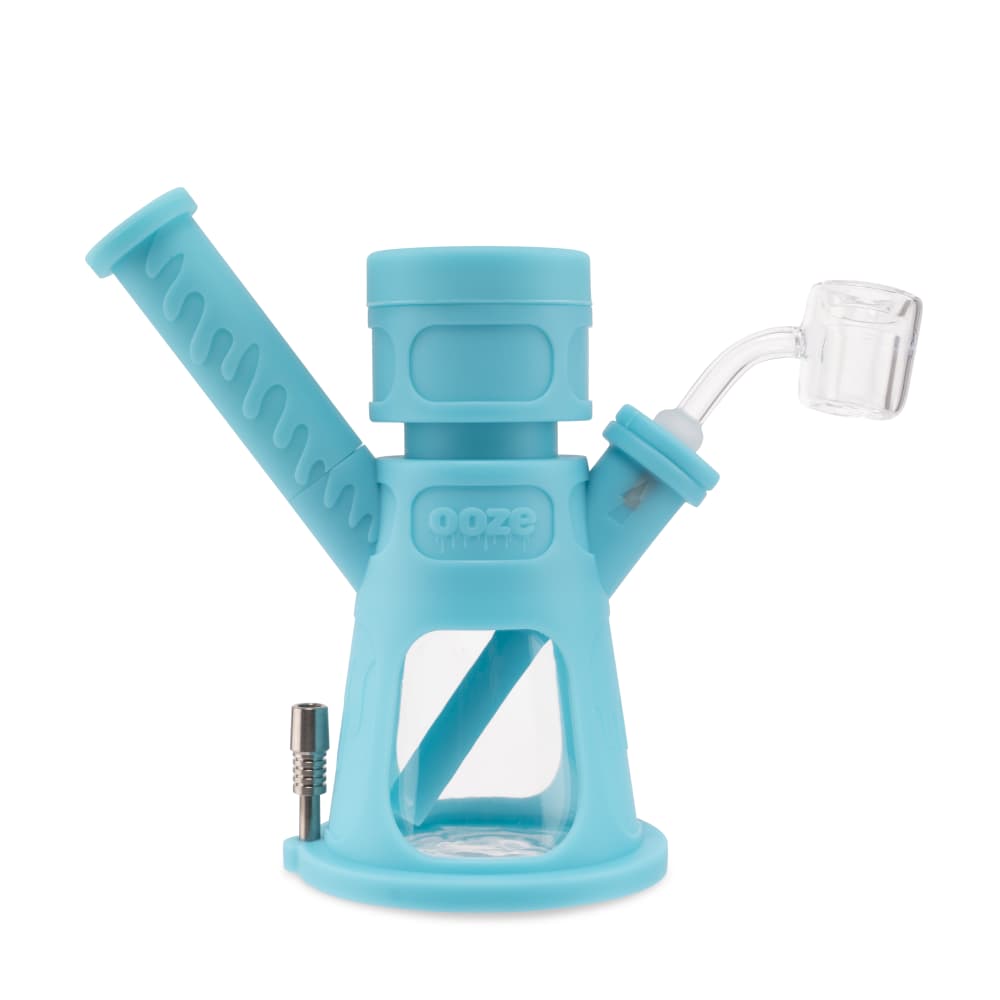 Ooze Hyborg Silicone Glass 4-In-1 Hybrid Water Pipe And Nectar Collector - Aqua Teal