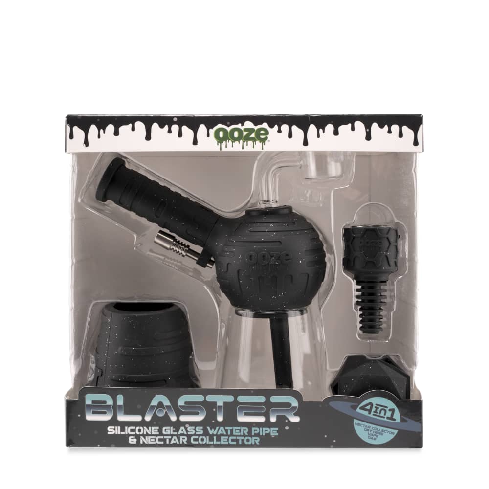 Ooze Blaster Silicone Glass 4-In-1 Hybrid Water Pipe And Nectar Collector - Shimmer Black