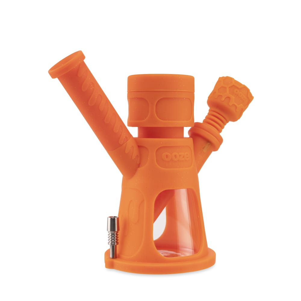 Ooze Hyborg Silicone Glass 4-In-1 Hybrid Water Pipe And Nectar Collector - Orange Burst