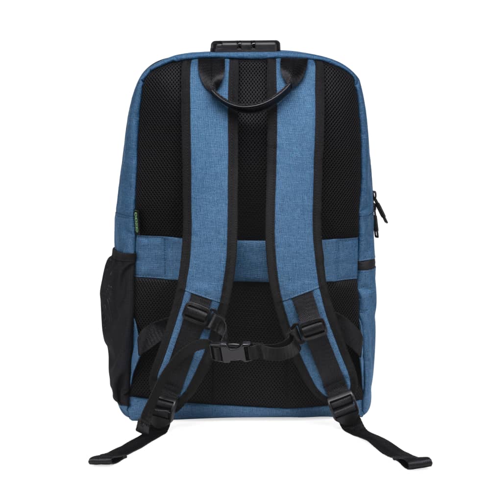 The back of the surf blue Ooze backpack