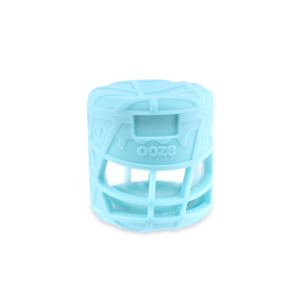 Ooze Prizm Aqua Teal Silicone-Wrapped Glass Stash Jar