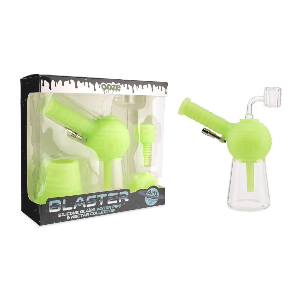Ooze Blaster Silicone Glass 4-In-1 Hybrid Water Pipe And Nectar Collector - Green Glow