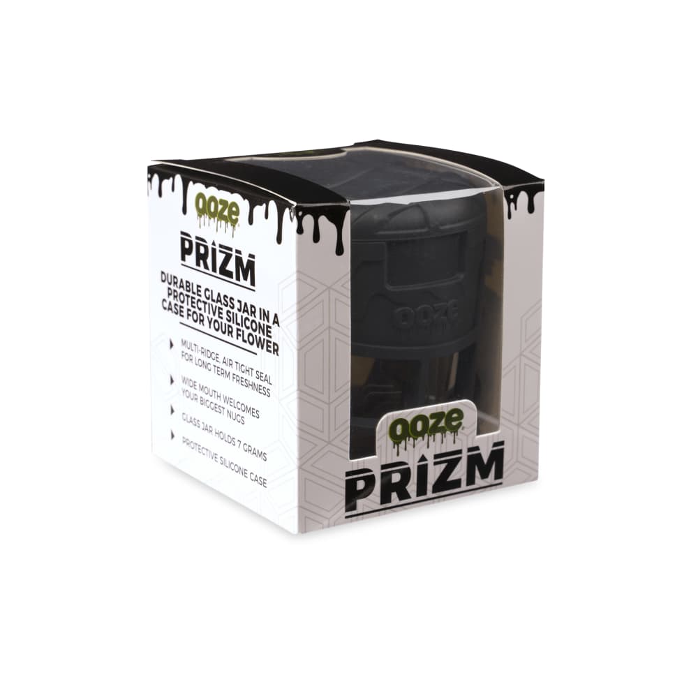 Ooze Prizm Black Silicone-Wrapped Glass Stash Jar