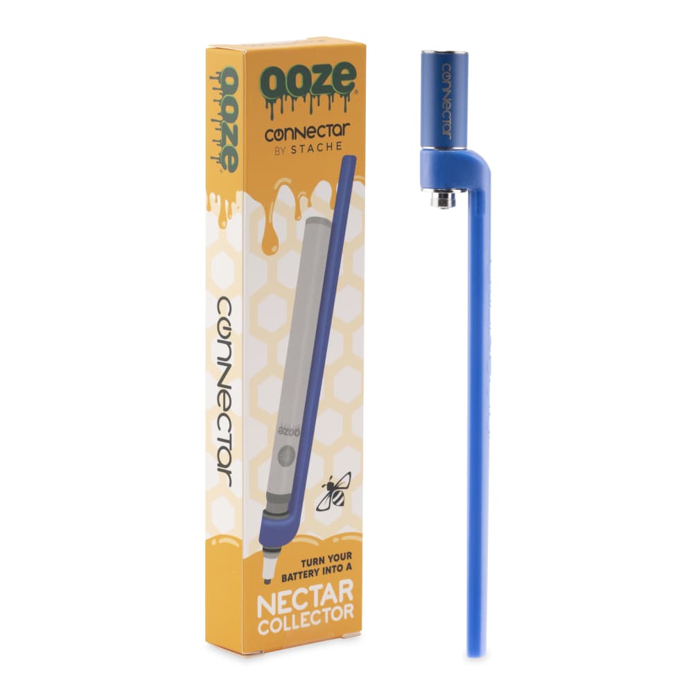 Ooze X Stache Connectar - 510 Thread Nectar Collector Vape Pen Attachment  - Blue
