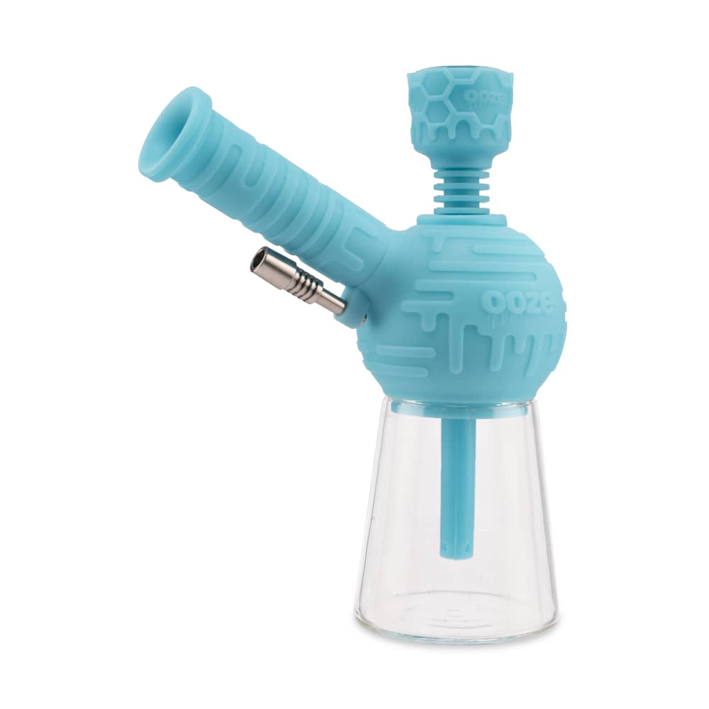 Ooze Blaster Silicone Glass 4-In-1 Hybrid Water Pipe And Nectar Collector - Aqua Teal