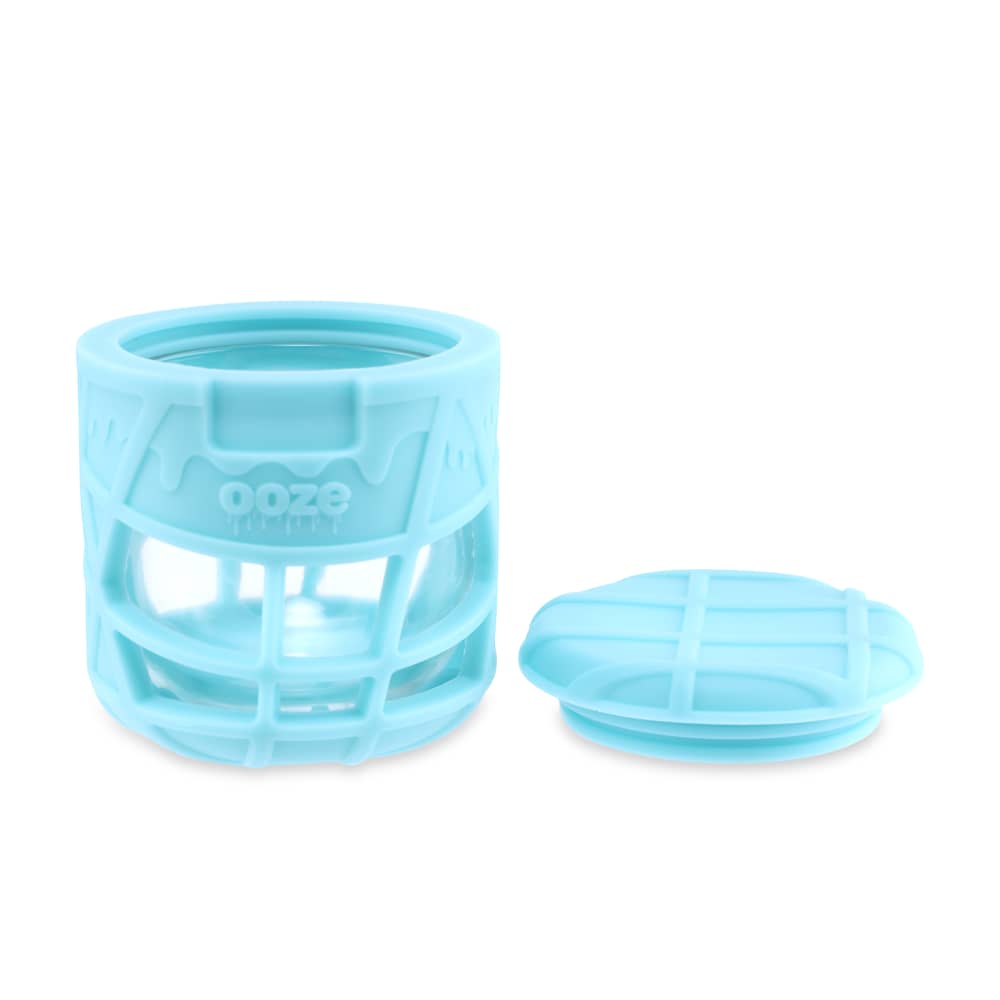 Ooze Prizm Aqua Teal Silicone-Wrapped Glass Stash Jar