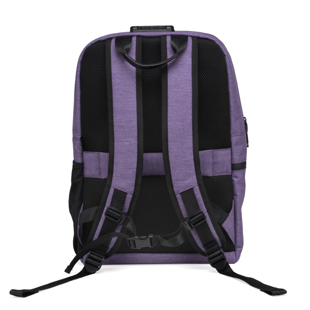 The back of the purple haze Ooze backpack