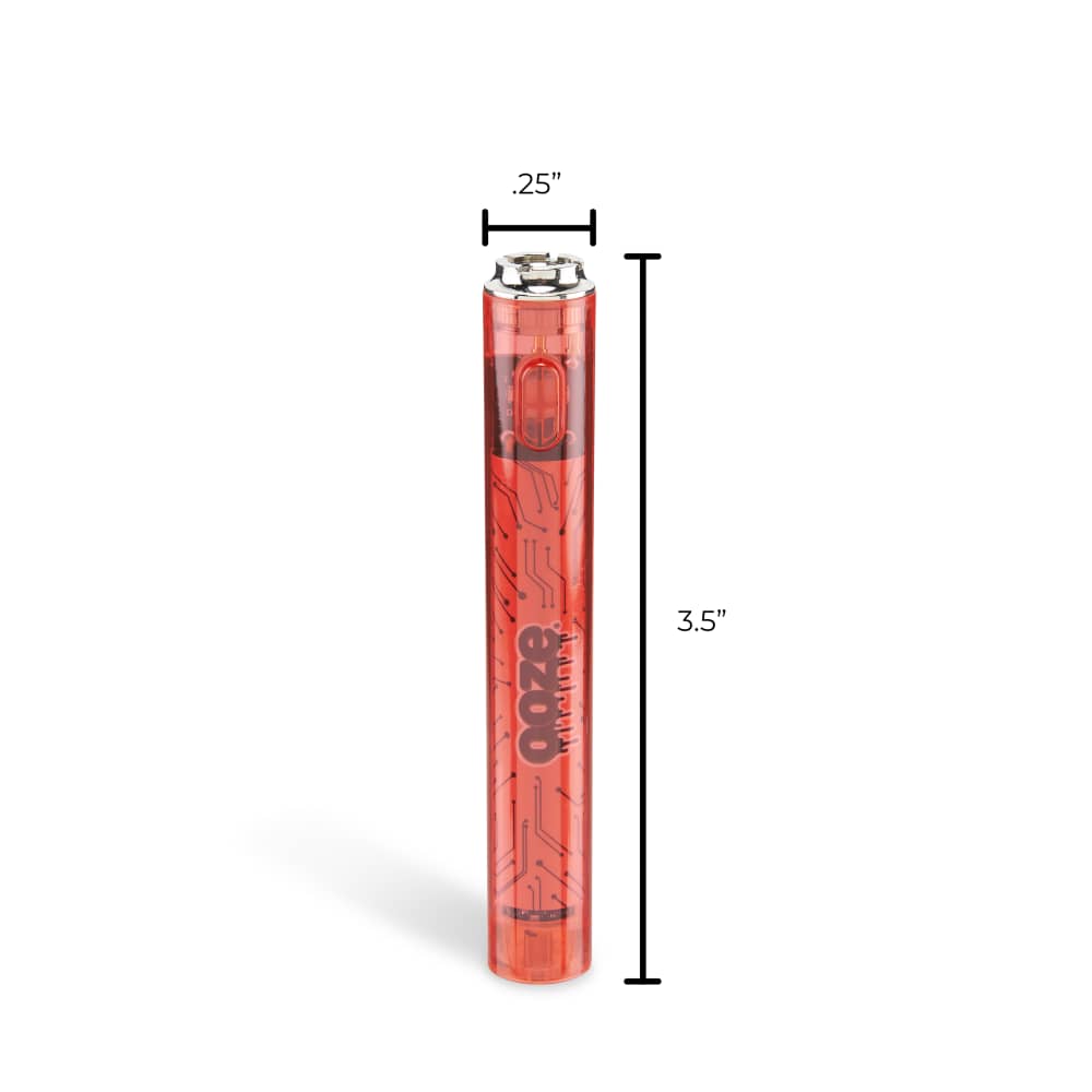 Slim Clear Series Transparent 510 Vape Battery – Ruby Red