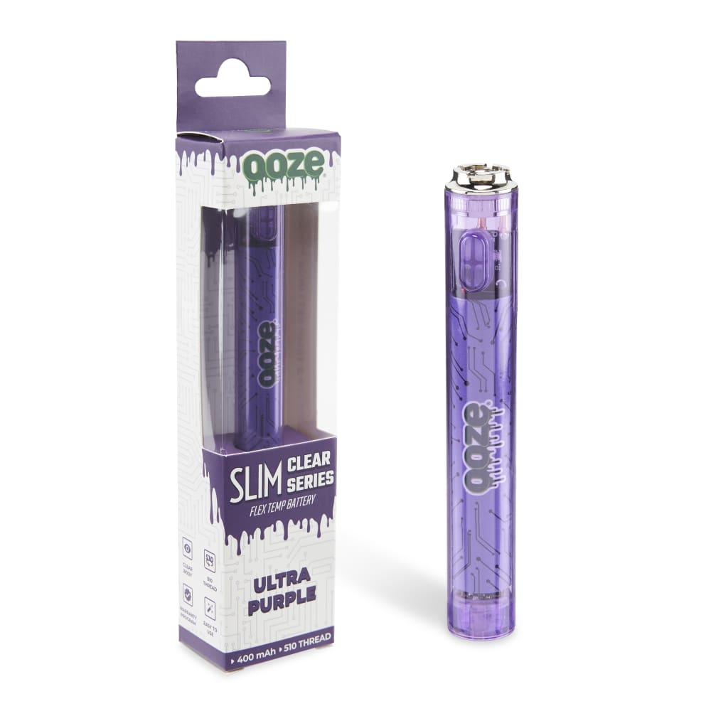 Slim Clear Series Transparent 510 Vape Battery Ultra Purple Ooze Slim Clear Series Transparent 510 Vape Battery Ultra Purple Ooze