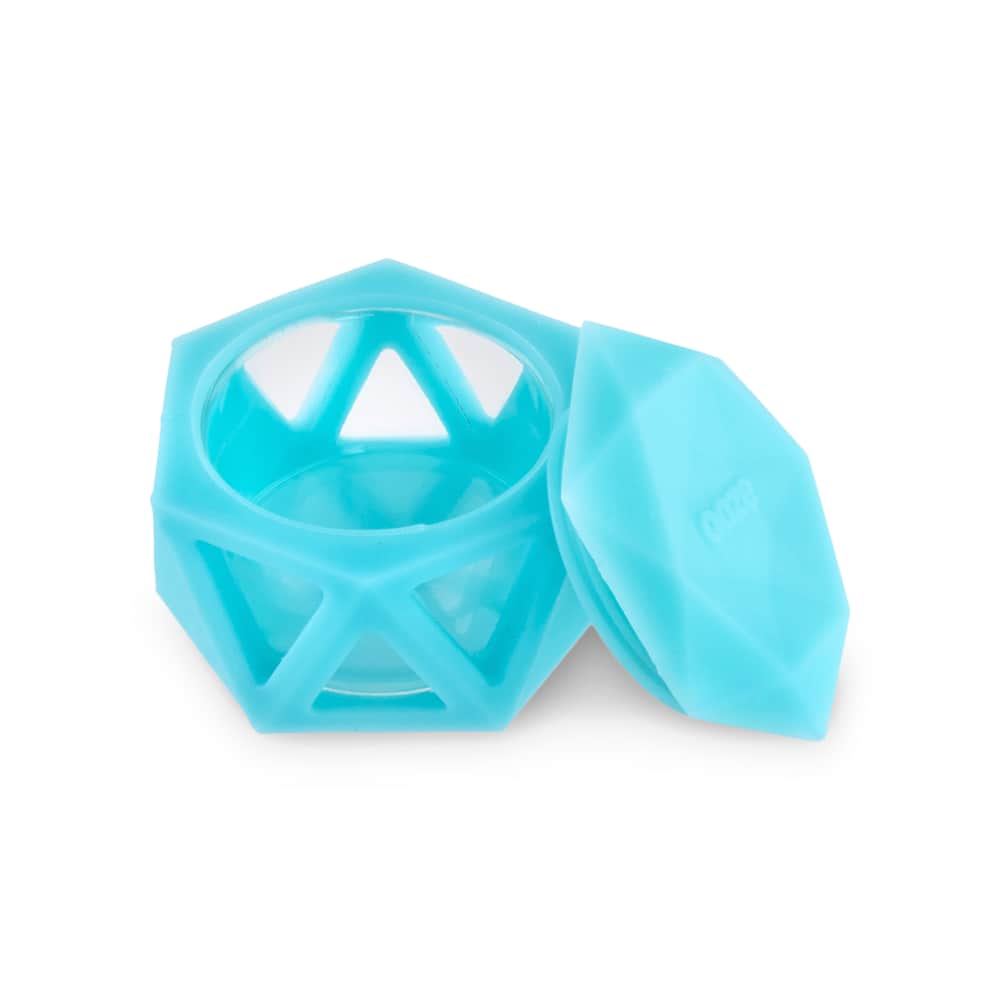 Geode Silicone & Glass Container - Aqua Teal