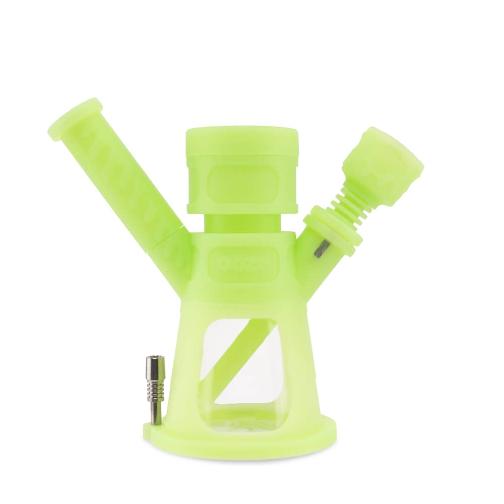 Ooze Hyborg Silicone Glass 4-In-1 Hybrid Water Pipe And Nectar Collector - Green Glow