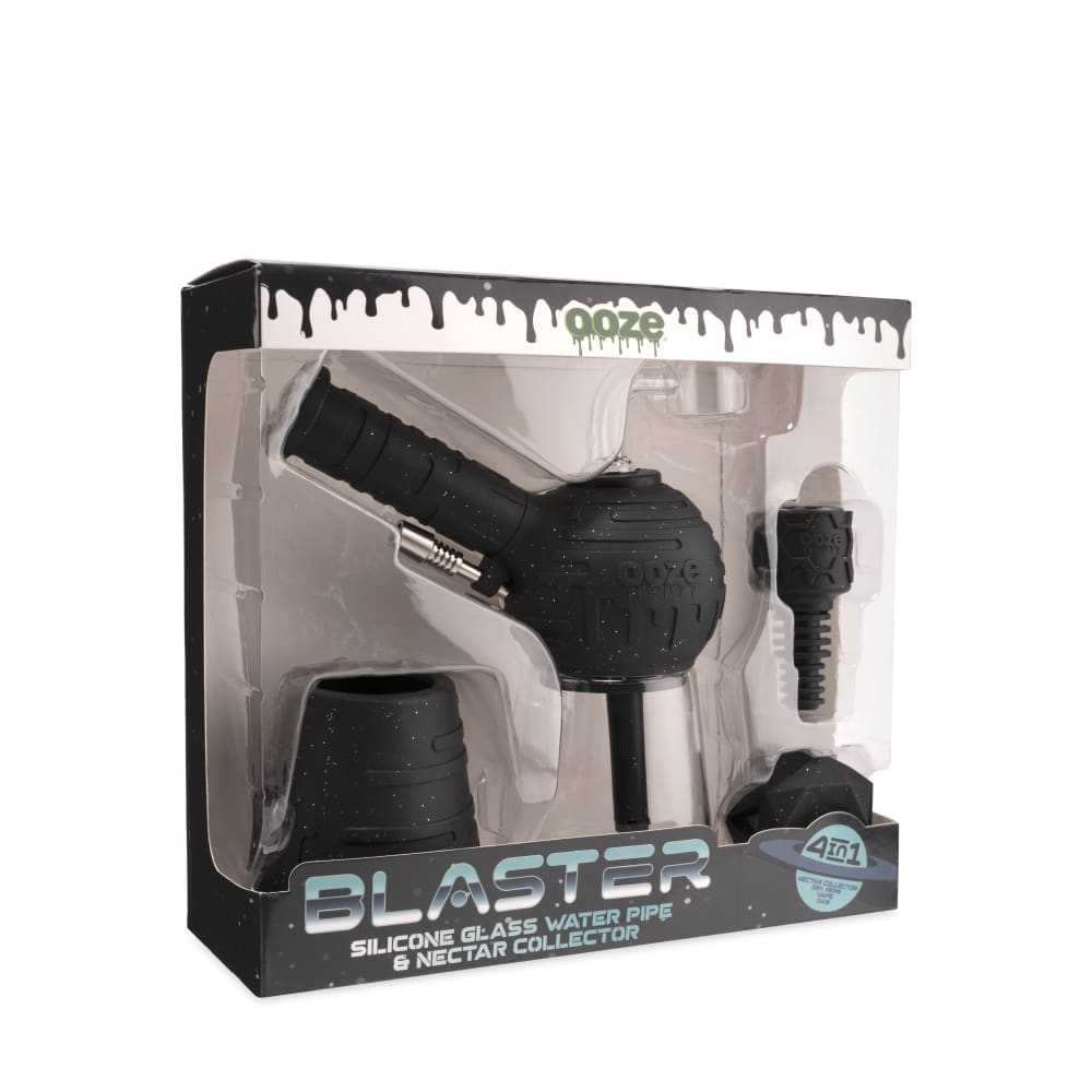 Ooze Blaster Silicone Glass 4-In-1 Hybrid Water Pipe And Nectar Collector - Shimmer Black