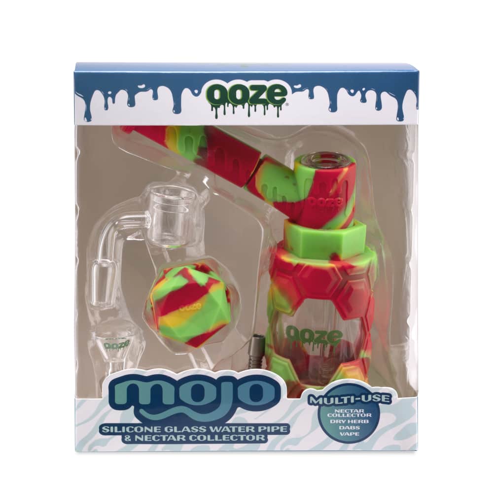 Ooze Mojo Silicone Water Pipe & Nectar Collector - Rasta