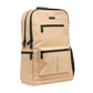 The desert sand Ooze backpack is zipped up on an angle