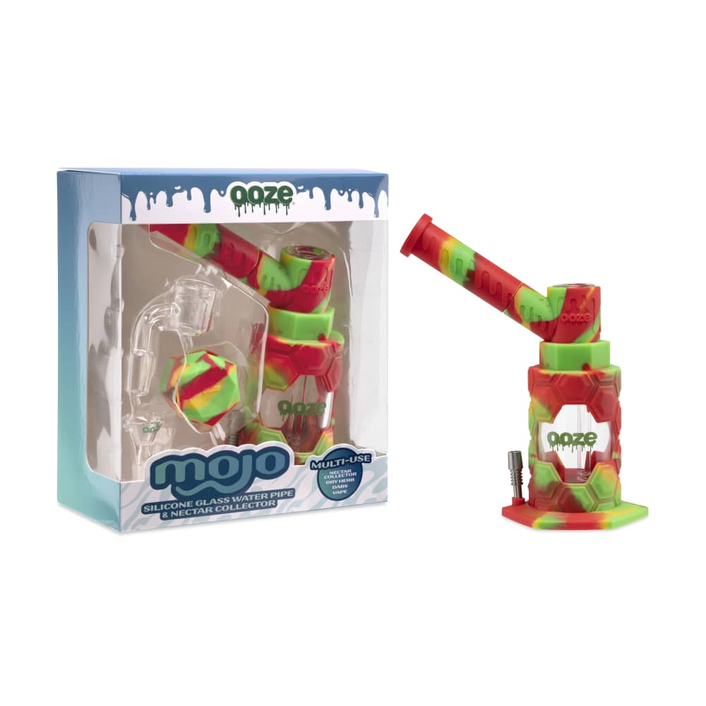 Ooze Mojo Silicone Water Pipe & Nectar Collector - Rasta