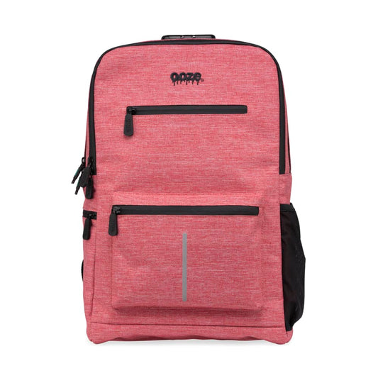 The coral red Ooze Traveler smell proof backpack