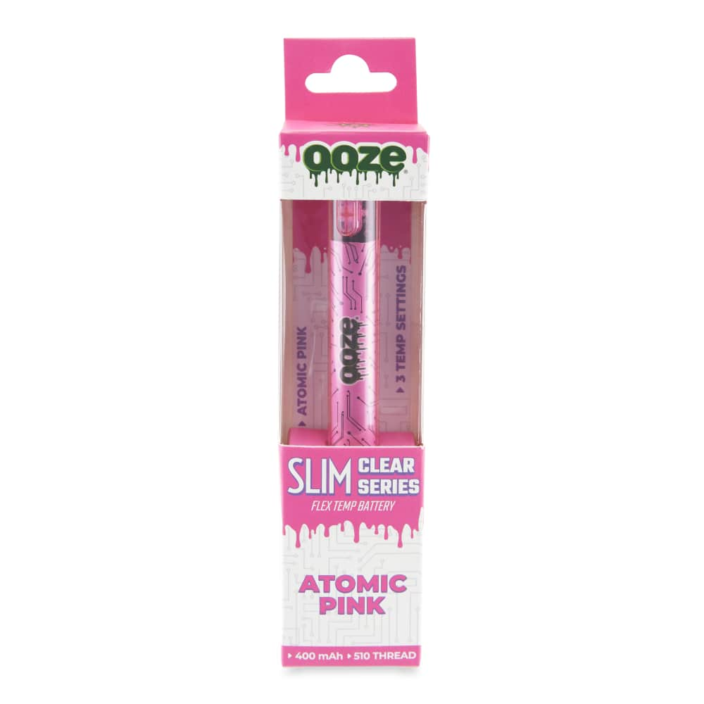 Slim Clear Series Transparent 510 Vape Battery – Atomic Pink