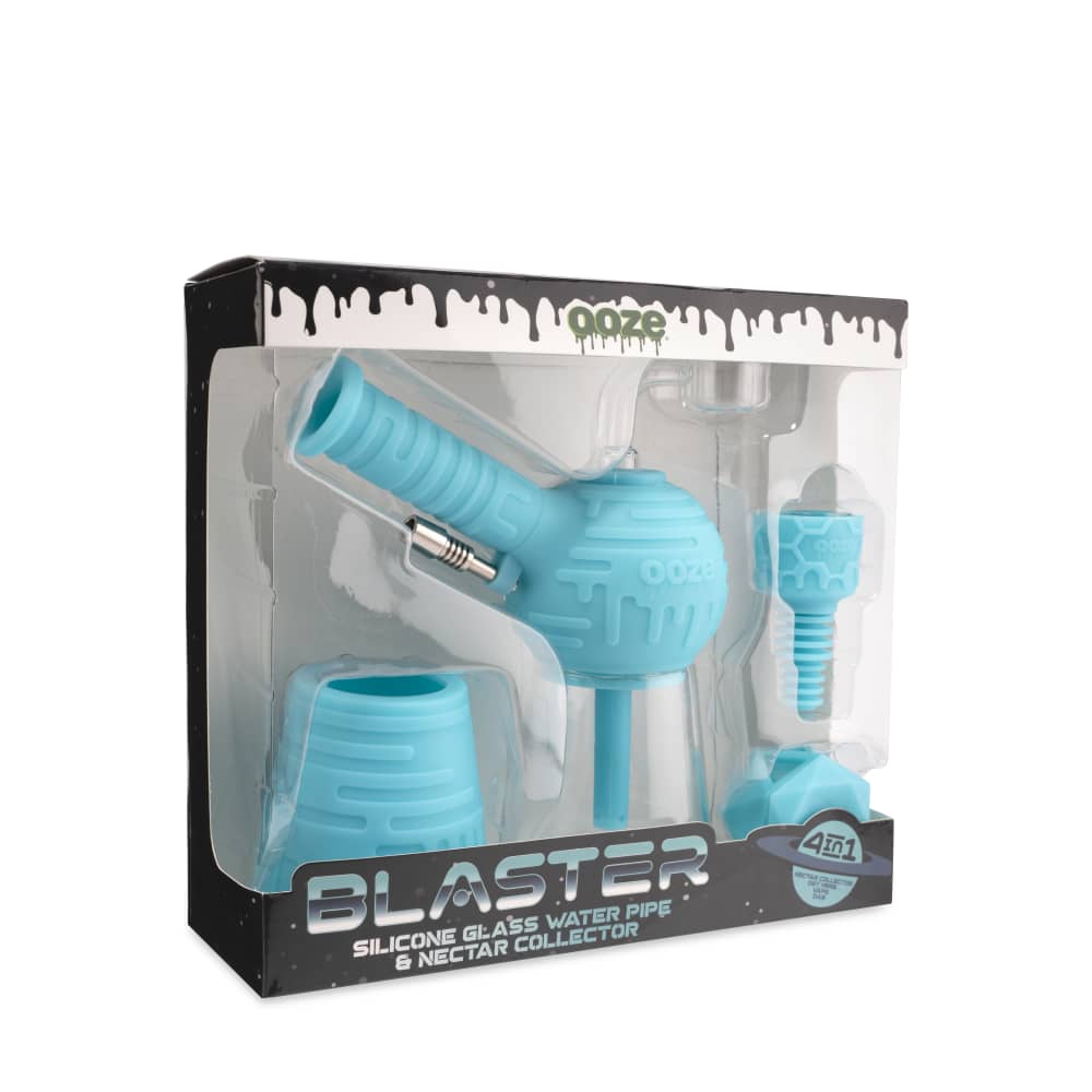 Ooze Blaster Silicone Glass 4-In-1 Hybrid Water Pipe And Nectar Collector - Aqua Teal