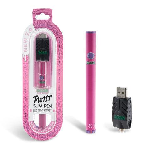 Ooze Twist Slim Pen 2.0 510 Thread Vaporizer Battery – Atomic Pink