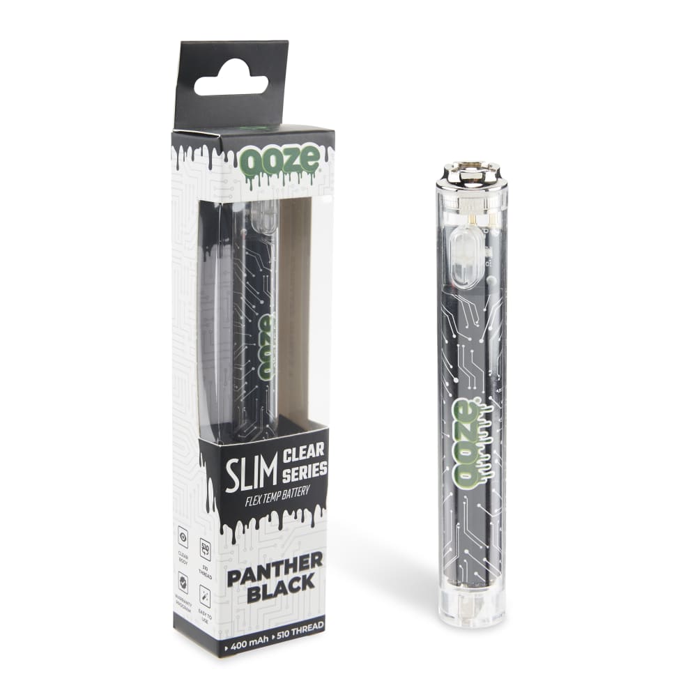 Slim Clear Series Transparent 510 Vape Battery – Panther Black