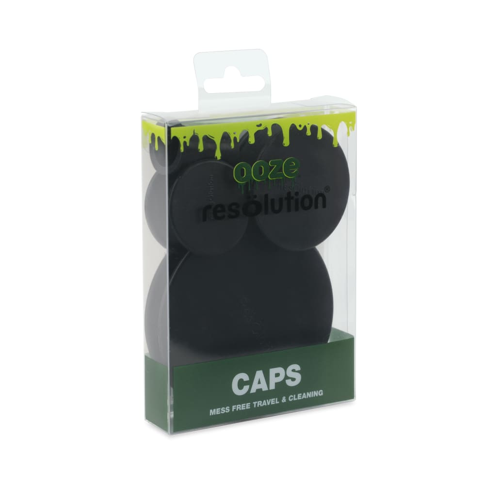 Ooze Resolution Silicone Res Cap 4-Pack For Travel And Cleaning - Black