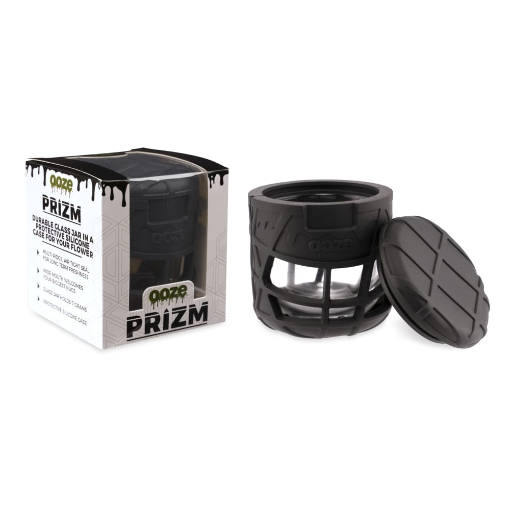 Ooze Prizm Black Silicone-Wrapped Glass Stash Jar