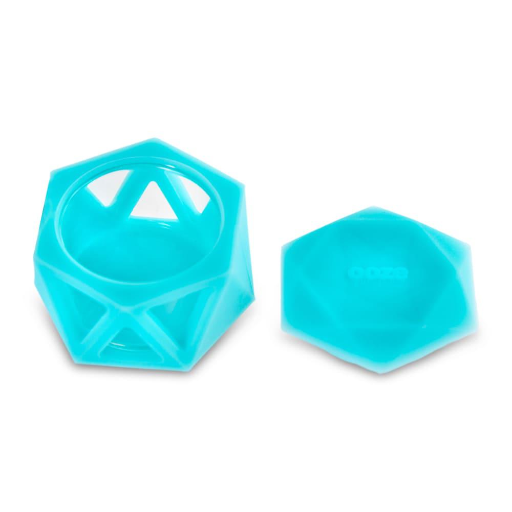 Geode Silicone & Glass Container - Aqua Teal