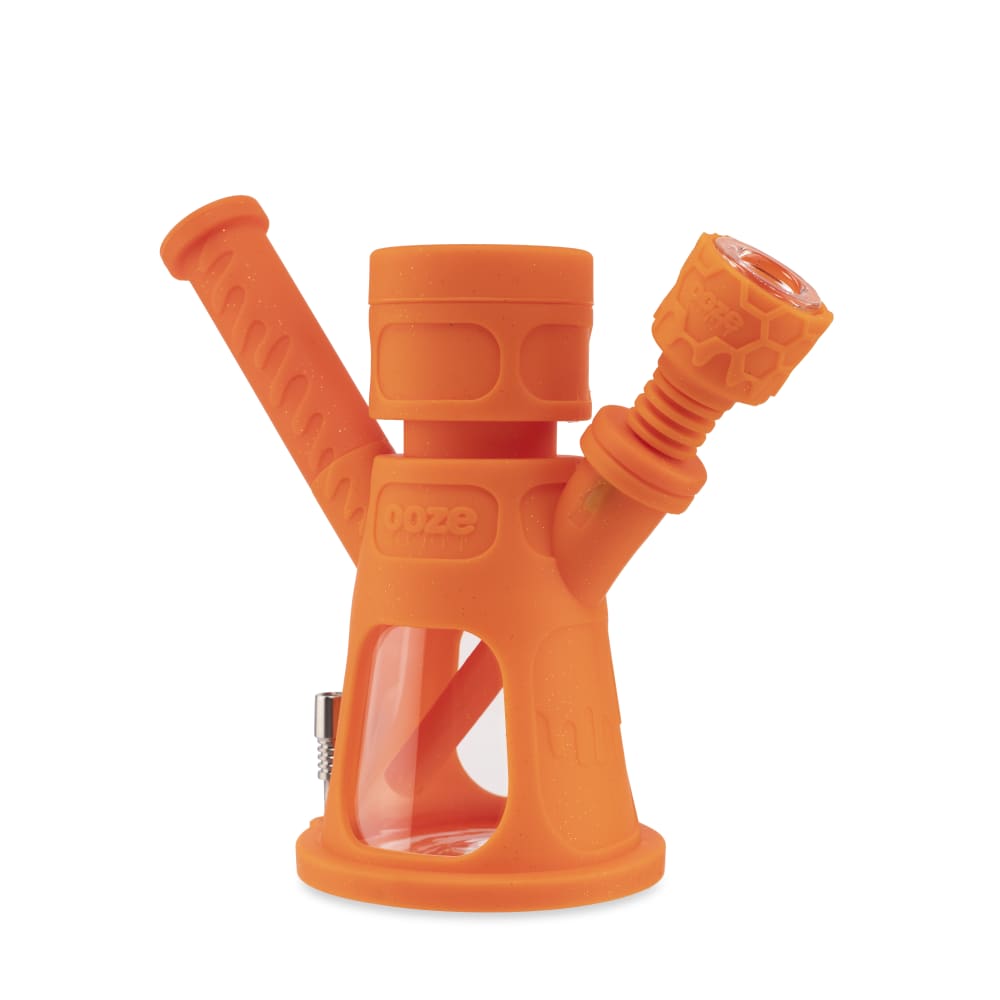 Ooze Hyborg Silicone Glass 4-In-1 Hybrid Water Pipe And Nectar Collector - Orange Burst