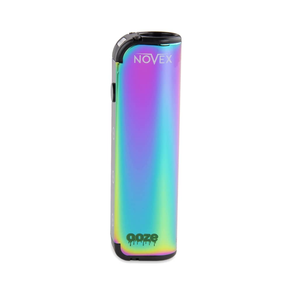 A rainbow Ooze Novex stands upright and empty