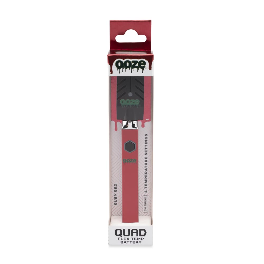 Quad Red Square Vape inside box with USB charger connected
