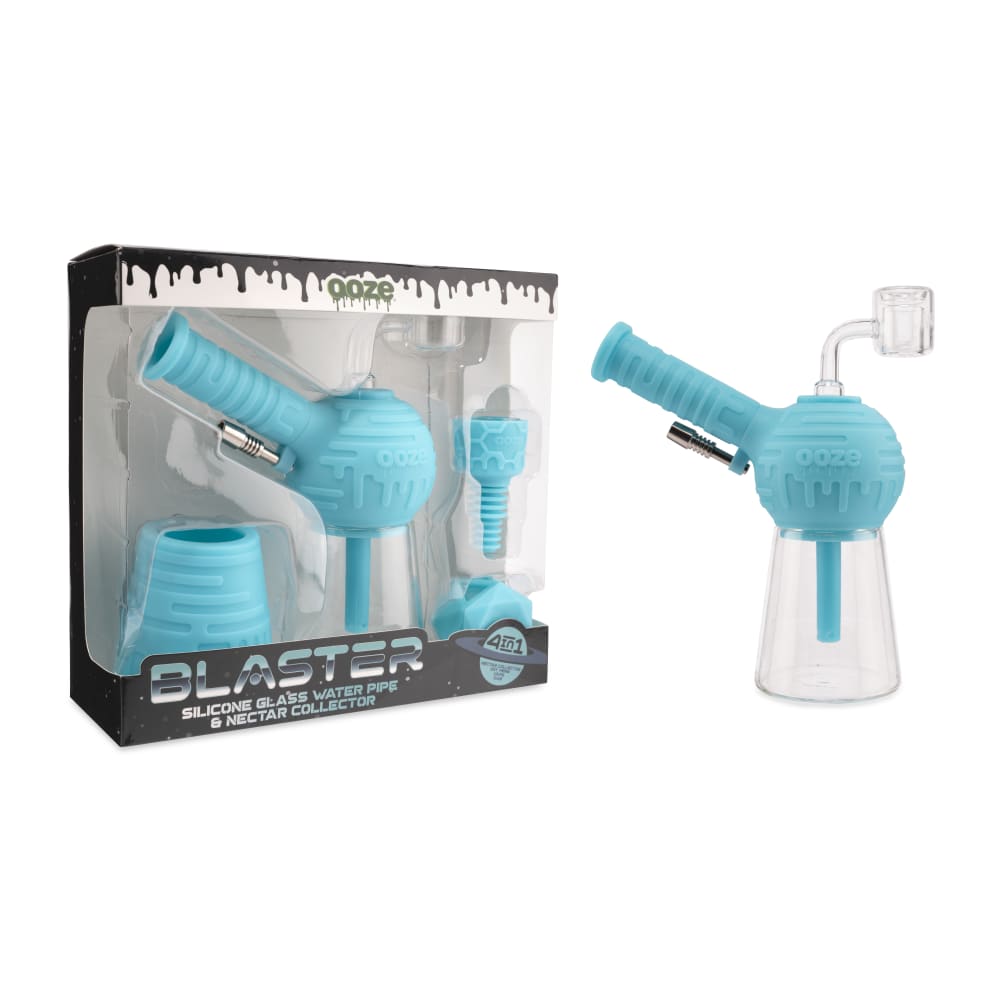 Ooze Blaster Silicone Glass 4-In-1 Hybrid Water Pipe And Nectar Collector - Aqua Teal