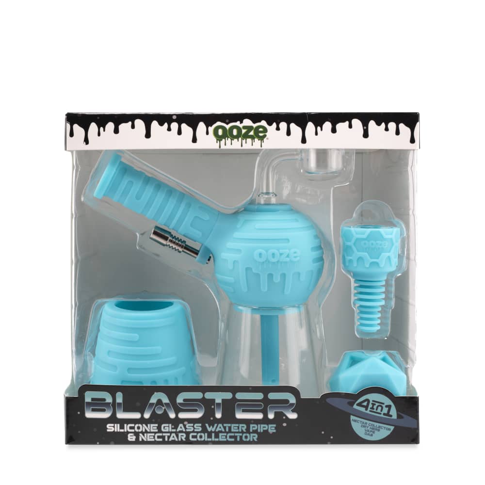 Ooze Blaster Silicone Glass 4-In-1 Hybrid Water Pipe And Nectar Collector - Aqua Teal