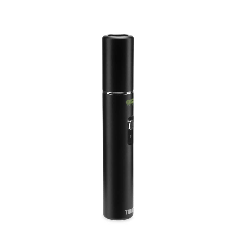 The Panther Black Ooze Tanker vape battery on an angle against a white background.