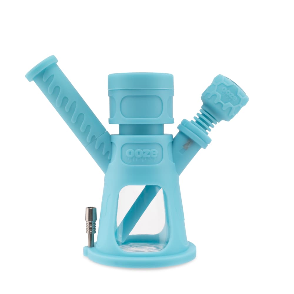 Ooze Hyborg Hybrid Water Pipe - Aqua Teal | Silicone & Glass Bongs