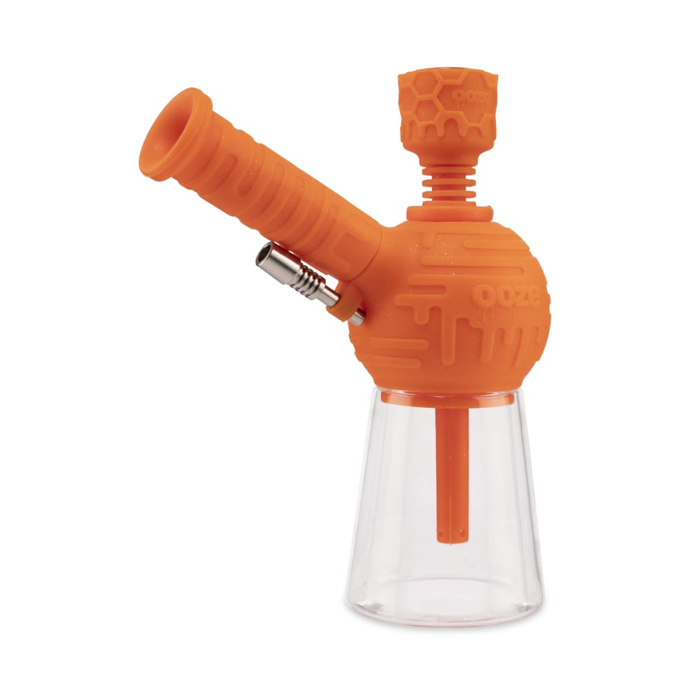 Ooze Blaster Silicone Glass 4-In-1 Hybrid Water Pipe And Nectar Collector - Orange Burst