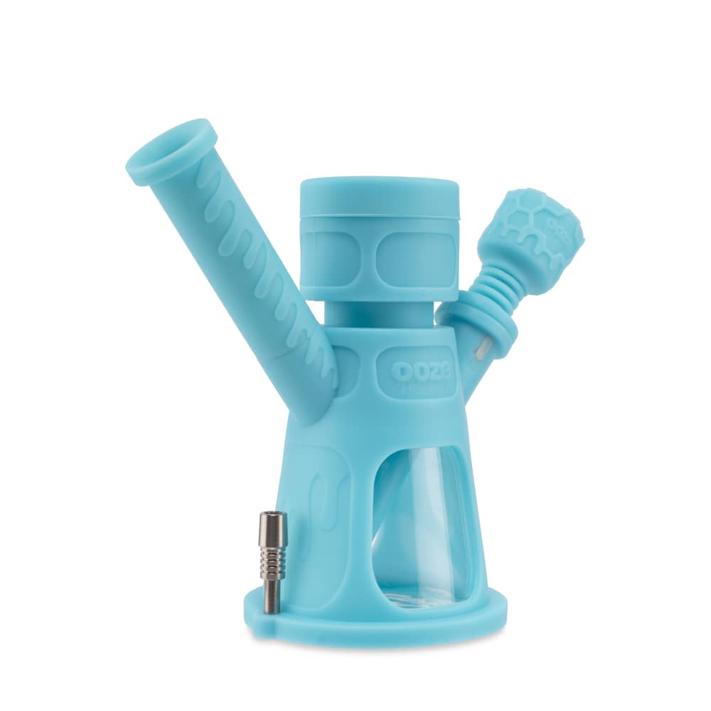 Ooze Hyborg Silicone Glass 4-In-1 Hybrid Water Pipe And Nectar Collector - Aqua Teal