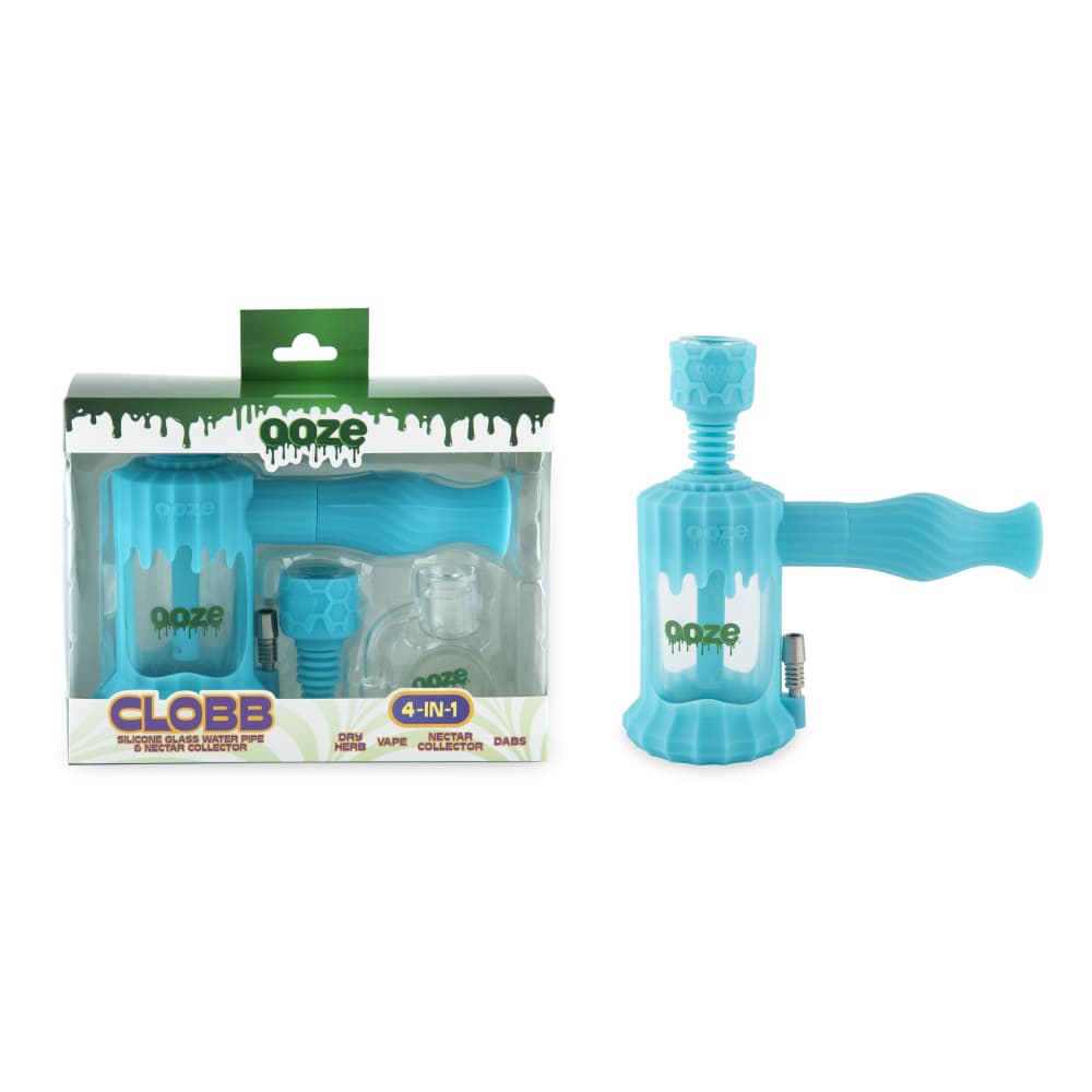 Ooze Clobb Silicone Water Pipe, Dab Rig & Nectar Collector - Aqua Teal