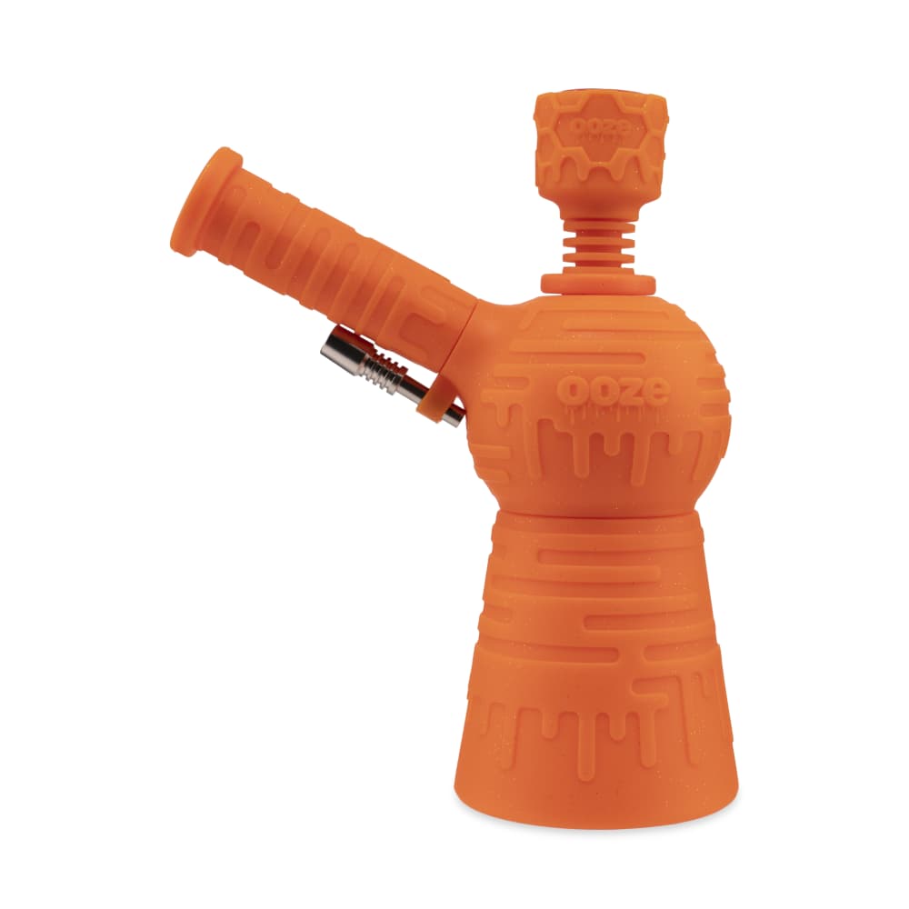 Ooze Blaster Silicone Glass 4-In-1 Hybrid Water Pipe And Nectar Collector - Orange Burst