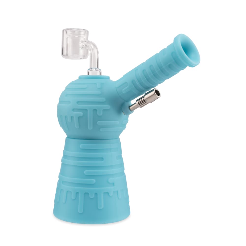 Ooze Blaster Silicone Glass 4-In-1 Hybrid Water Pipe And Nectar Collector - Aqua Teal