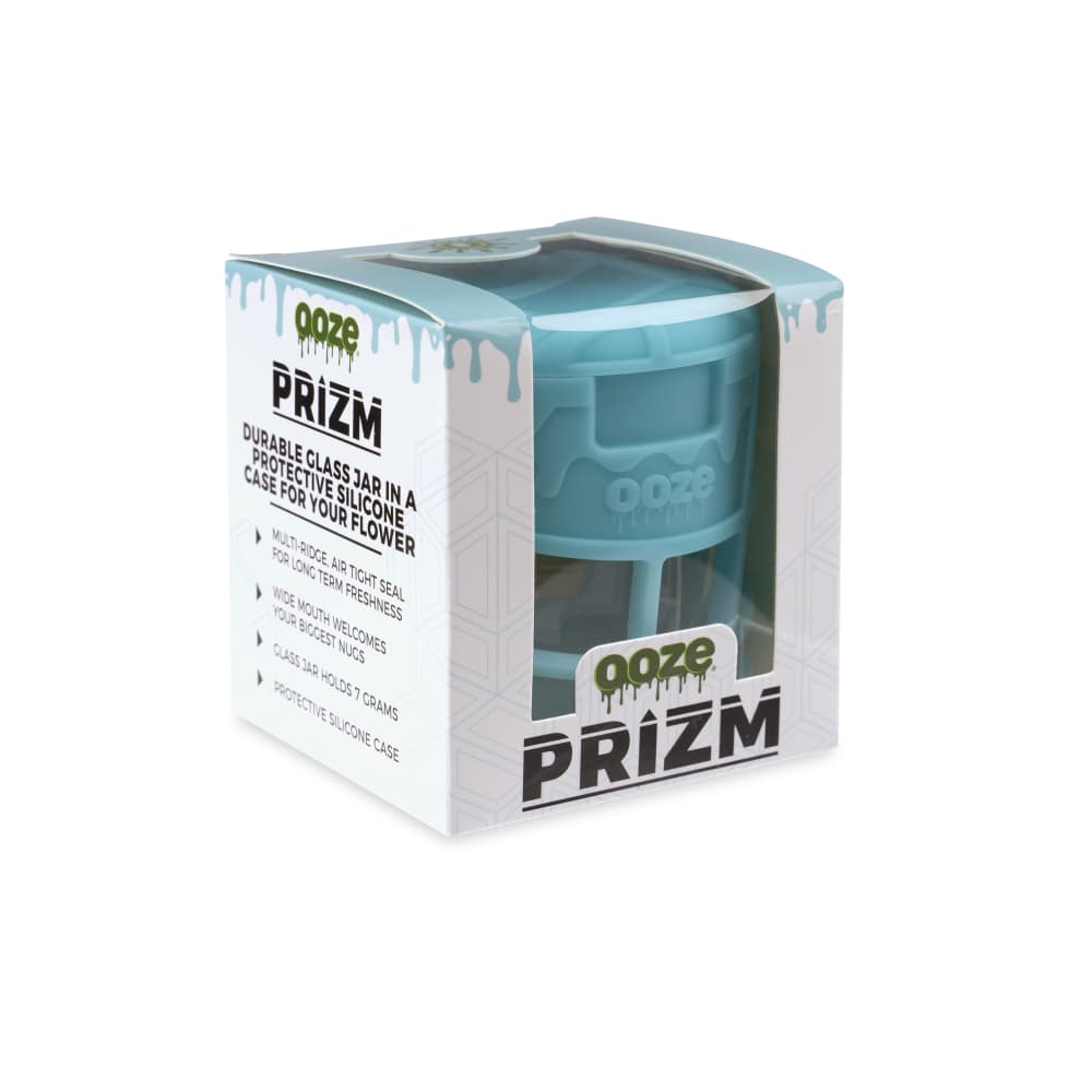 Ooze Prizm Aqua Teal Silicone-Wrapped Glass Stash Jar
