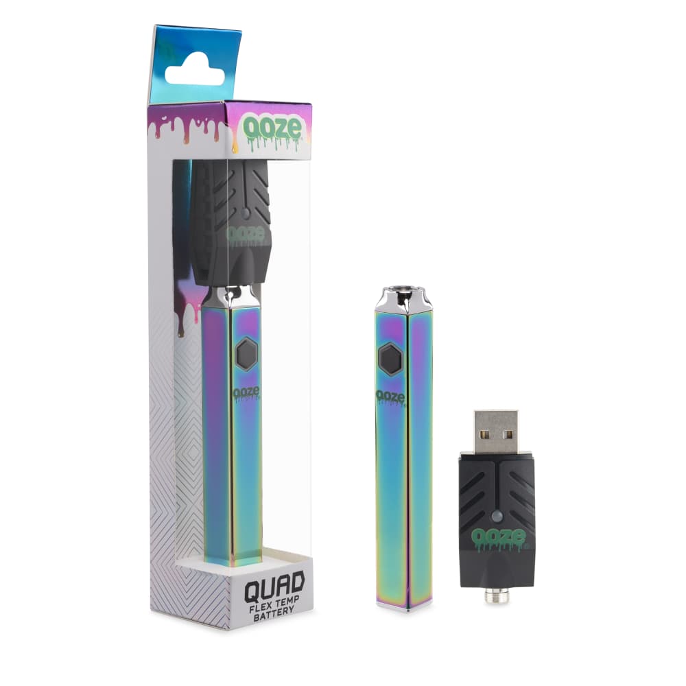 Ooze Rainbow Quad Thread mAh Square Vape Pen Battery + USB Charger | Only At OozeLife
